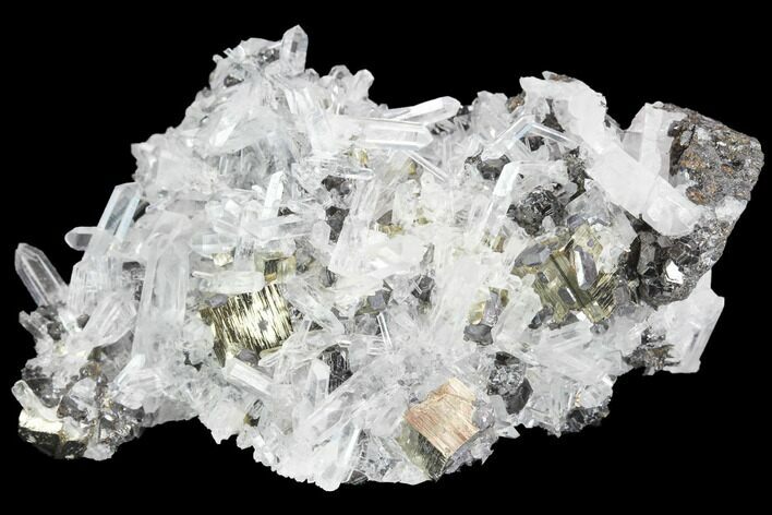 Cubic Pyrite, Sphalerite and Quartz Crystal Association - Peru #126608